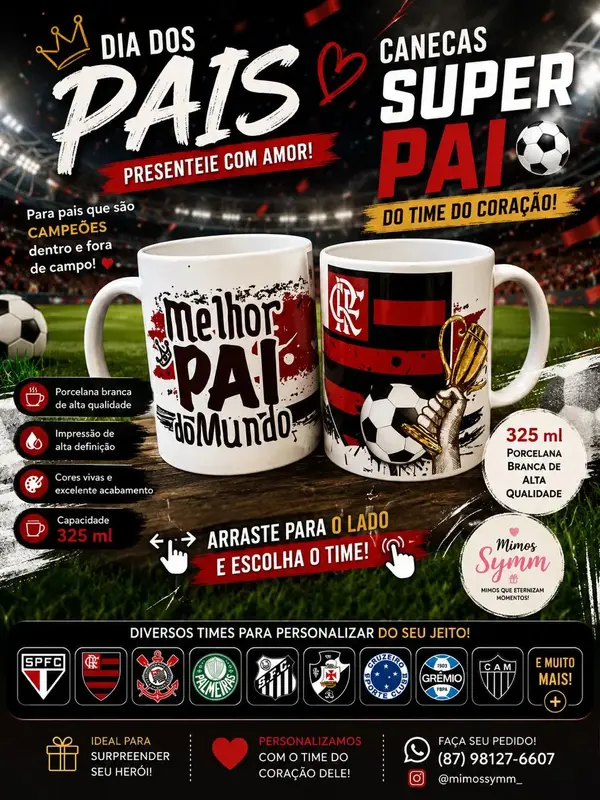 Caneca Dia dos Pais time - Arte Pronta