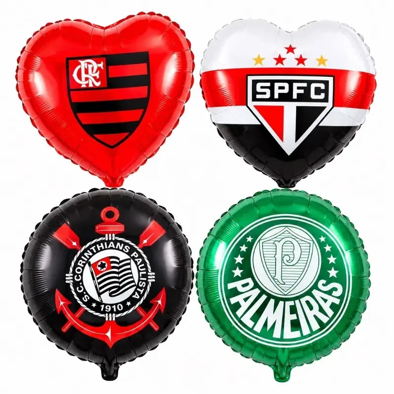 ⚽🎈 Balão Metalizado Times de Futebol 45cm – Flamengo, Corinthians, Palmeiras e São Paulo