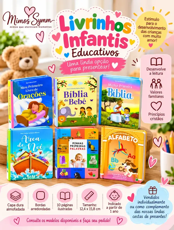 📚 Livrinhos Infantis Educativos – Capa Dura Almofadada