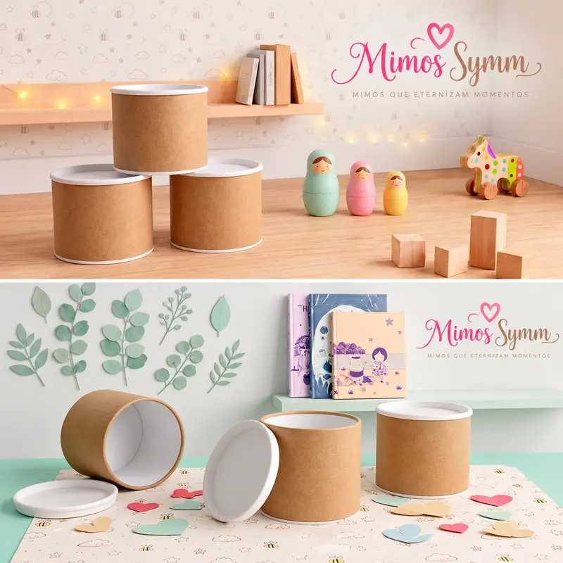 Mini Tubolata Kraft com Tampa Branca – Ideal para Lembrancinhas e Presentes 🎁