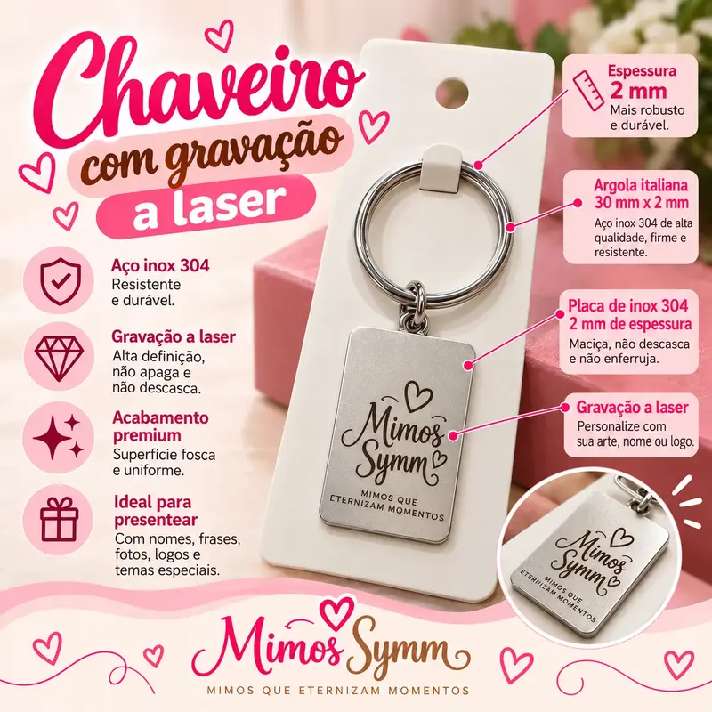 Chaveiro em Inox 304 Personalizado a Laser