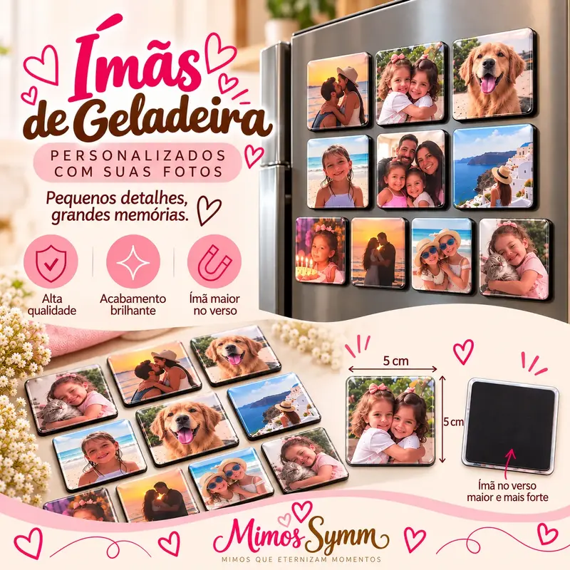 Botton Ímã de Geladeira Personalizado-50mm (Quadrado)