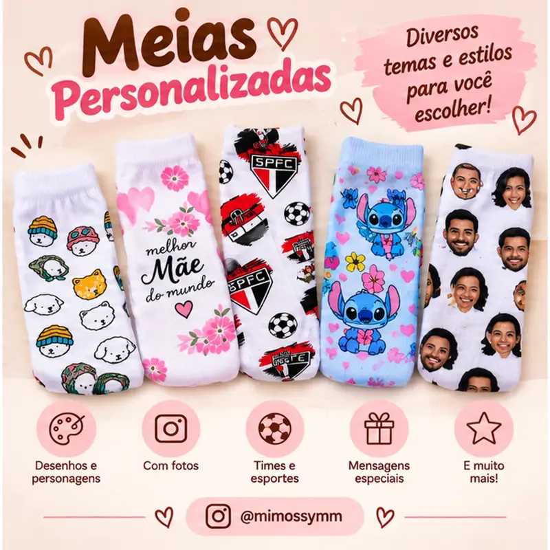 🧦 MEIAS PERSONALIZADAS – UM PRESENTE CRIATIVO E CHEIO DE PERSONALIDADE!